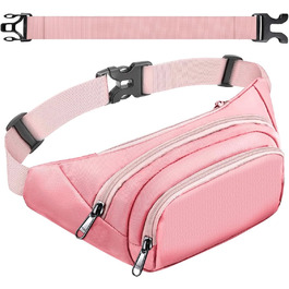 Жіноча/Чоловіча поясна сумка 4 Taschen, велика місткість, водонепроникна, для iPad mini та iPhone 12 Pro Max, для спорту (рожевий)