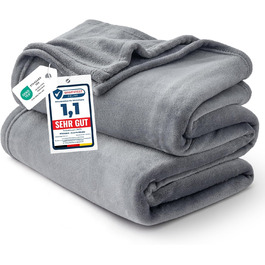 BEDSURE Флаєцева ковдра - тепла зимова ковдра, велика, 220x240 см, сіра. Ковдра для дивана, плед, тепла та м'яка ковдра для дому.