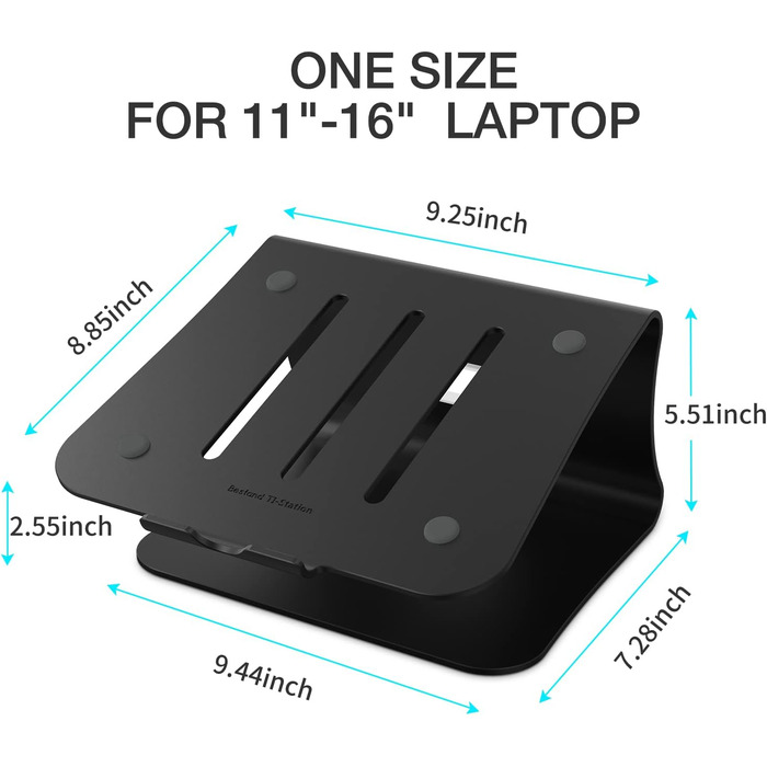 Підставка для ноутбука з алюмінію, сіра, для MacBook Air/Pro, Dell, HP, Lenovo, Microsoft Surface, Samsung (11-16 дюймів)