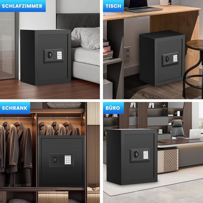 Великий сейф 50л для дому: вогнестійкий, водонепроникний, з ключем та кодовим замком. Сейф для ювелірних виробів, документів, грошей. Вбудована сигналізація, настінний сейф.