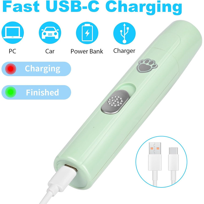 Шліфувальник кігтів для собак Czemo Profi Krallenschleifer - портативний, тихий, для собак та котів, 2 швидкості, догляд за кігтями