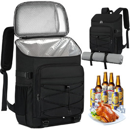 NUBILY 30L Insulated Cooler Backpack - Waterproof Cooler Bag Backpack - Large Insulated Cooler Bag - Thermo Lunch Bag for Camping, Outdoor Activities, Travel, BBQ, Hiking - Black