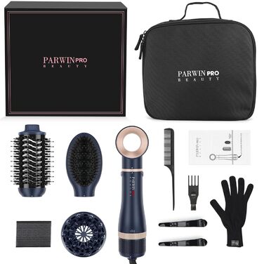 Набір для укладки волосся PARWIN PRO BEAUTY 5 в 1: фен-щітка з іонізацією, 1100 Вт, 5 насадок для сушіння, випрямлення, об'єму та укладки
