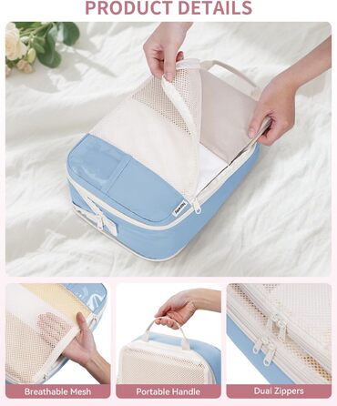 Набір органайзерів для валізи Narwey (6 шт.) з компресією, салатовий