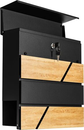 Поштова скринька Verda з газетницею, антрацит RAL 7016, срібло, 37x37x11 см, 2 ключі, монтажний комплект. Дизайнерська настінна поштова скринька