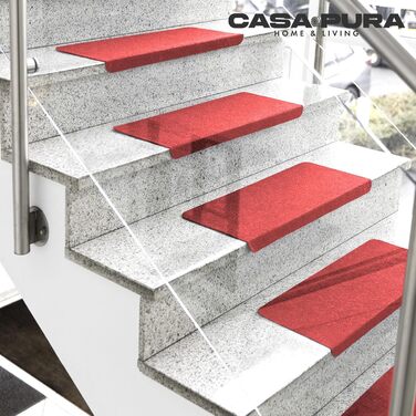 Casa Pura Stair Treads - 15 Piece Non-Slip Carpet for Stairs - Adhesive Backed, Leipzig Design, Half Round