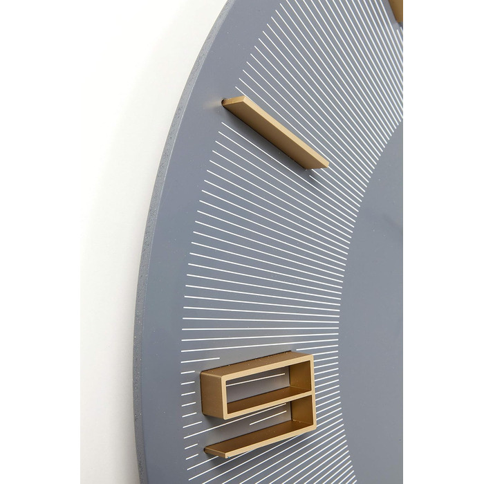 Kare Design Wall Clock Leonardo, /Gold, 49cm Diameter, Modern, Aluminum, Round, Clock for Living Room, Bedroom, Office, Battery not included (Gray)