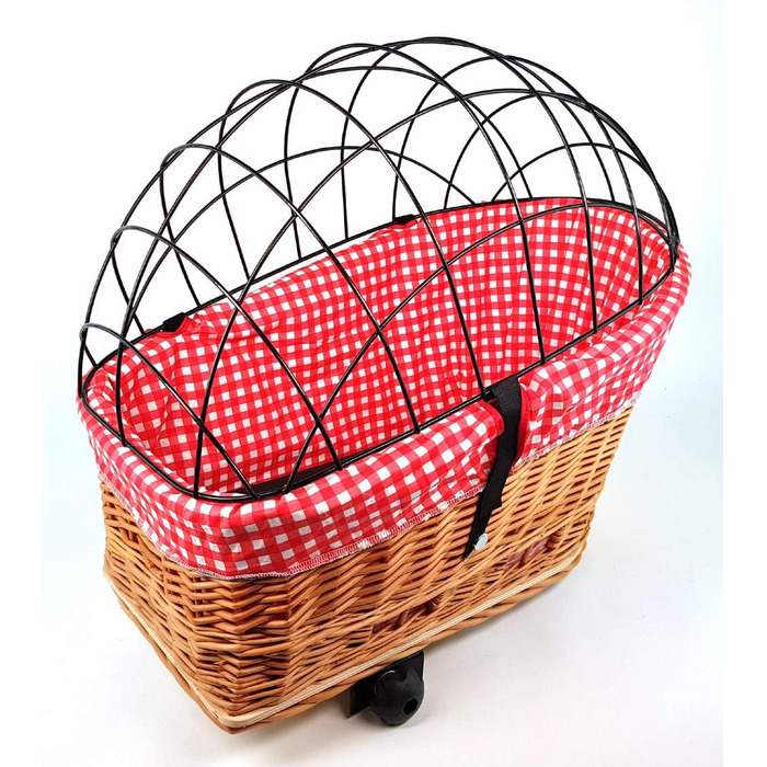 Корзина для велосипеда Tigana для перевезення тварин, плетіння з лози, 56 x 36 см, з металевим ґратом, XL, з подушкою та підкладкою R1