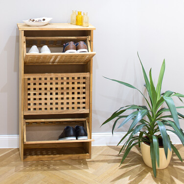Relaxdays high shoe rack, walnut