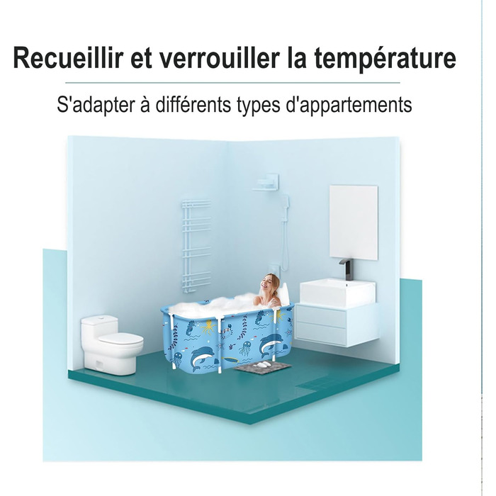Foldable Bathtub for Adults, 132 x 68 x 47 cm, Steam Bucket for Sauna, Shower and Ice Bath, Portable, Non-Inflatable (Blue) (Green)