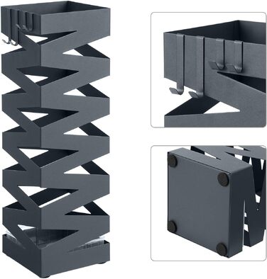 Підставка для парасольок SONGMICS з металу, квадратна, антрацит, 15.5 x 15.5 x 49 см