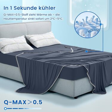 Охолоджуюча ковдра Arc-Chill Q-Max 0.5 (230x270 см), двостороння, з ефектом самоохолодження, сіра (Indigoblau), для ліжка, дивана, подорожей