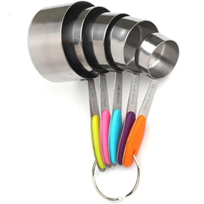 5/10Pcs Stainless Steel Measuring Set, Stackable Measuring Cups and Spoons Set for Kitchen, Tea, Coffee, Baking, Measuring Tool (5Pcs Cup Set)