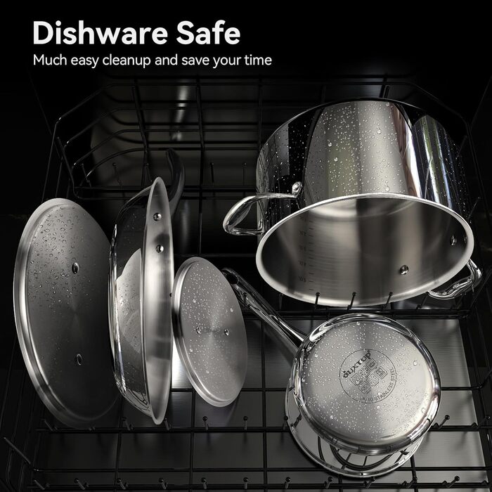 Набір кухонного посуду Duxtop 10-ти частинний з нержавіючої сталі, індукційний, тришаровий