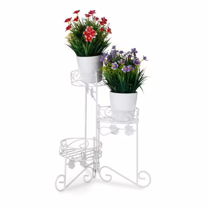 Relaxdays Metal Flower Stand, White