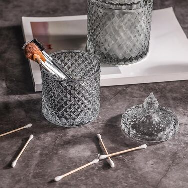 Контейнер для ватних паличок та дисків 2 шт. Прозорий скляний органайзер для ванної кімнати та туалетного столика. Підходить для ватних паличок, дисків, солі для ванни.