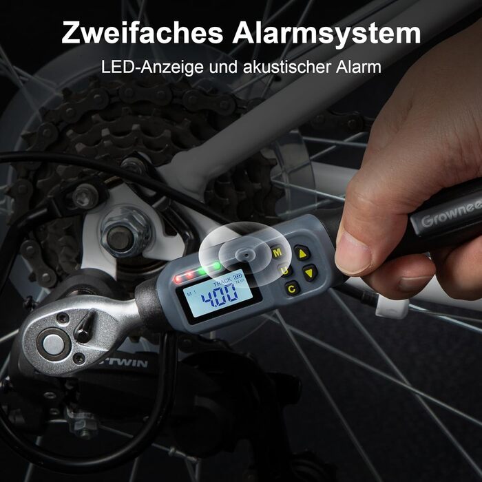 Цифровий шуруповерт з моментом обертання GROWNEER, 2.66-53.1 In-lbs/ 1/4'' Drive, 1.5-30 Nm, з індикатором крутного моменту, звуковим сигналом та LED-дисплеєм, 27 в 1