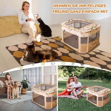 ALLSOPETS Фартуш для цуценят/малечі, переносна огорожа для собак та котів, переносна вольєр для цуценят, вольєр для собак, переносна собача будка для дому, вулиці, подорожей та кемпінгу (Коричневий ведмідь, M)