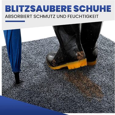 Килимок Mibao SoftStep Luxus 60x90 см - грязезахисний, антиковзкий, вологопоглинаючий килимок для дому (сірий)