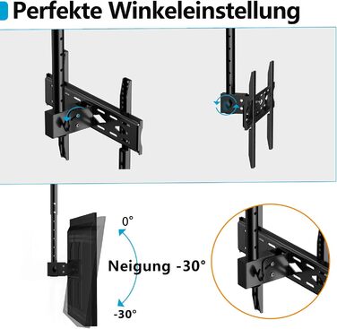 Кронштейн для телевізора на стелю 26-68 дюймів, поворотний, нахильний, до 45 кг, VESA 400x400, регульована висота