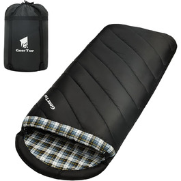 Сплячий мішок GEERTOP XXL для дорослих, 4 сезони, фланель, 220x100 см, для кемпінгу, трекінгу, рюкзаків, відпочинку на природі та вдома (чорний)