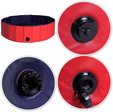 Дитячий надувний басейн для собак Lionto, Ø 80 см, 20 см заввишки, антиковзаюче покриття, зливний отвір, без насоса, синьо-червоний, S (80 см Ø)