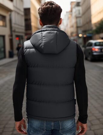 Чоловіча зимова жилетка AIEOE з PU шкіри, без рукавів, водонепроникна, з капюшоном, тепла, з утеплювачем, чорна