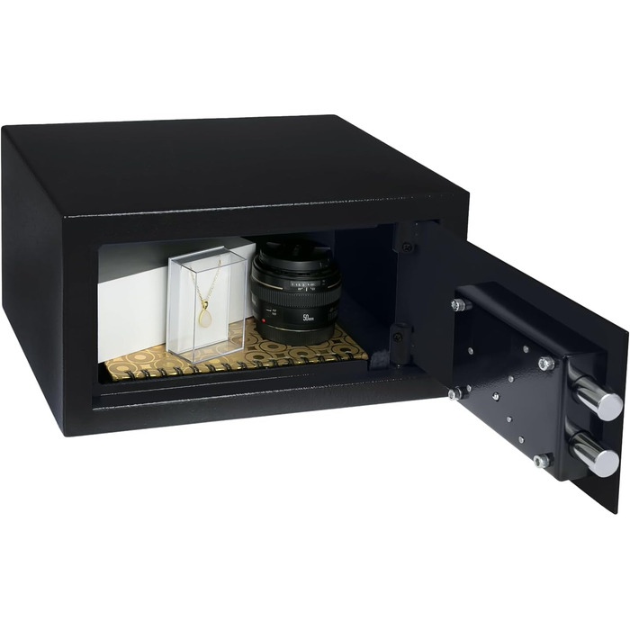 Сейф для меблів HMF 49200-11 з ключем | Сейф для дому (31 x 17 x 19 см, Чорний)