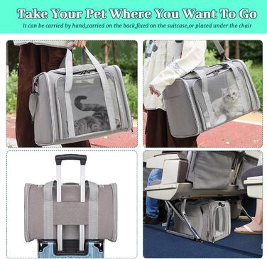 Транспортна сумка для кота/собаки 45x30x30 см, складана, дихаюча, 7 кг, сіра