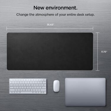 Килимок для миші Spigen XXL з екошкіри PU Vegan, чорний - захист столу та ідеальне ковзання