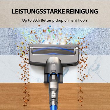 Greenote Бездротовий акумуляторний пилосос: 30 хв роботи, LED, насадка для щілин та м'яка щітка, паркування, для твердих поверхонь та шерсті тварин