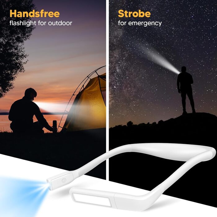 LED лампа на шию для читання Buch - 3 кольори, для в'язання, рукоділля, подарунок чоловікові. Біла