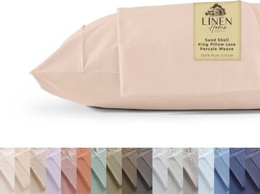 Наволочки з перкальної бавовни 100% King Size, 2 шт., міцні, прохолодні, 50,8x101,6 см, колір пісочний