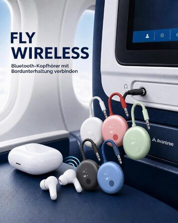 Bluetooth-адаптер для літака Avantree SoundJet R1 для AirPods та бездротових навушників, 25 годин роботи (набір з 7 шт, 5 кольорів)