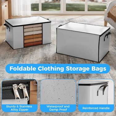 Контейнер для зберігання одягу та взуття Oak & Tea 90L з прозорим віконцем, водонепроникний, 60x43x35 см