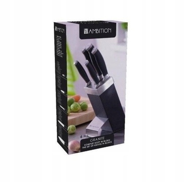 Набір ножів у підставці Ambition Granite, 6 предметів, чорний