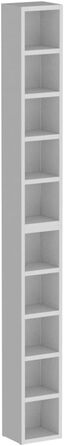 CD DVD BluRay Regal Chart in White – Two-Piece Media Shelf, Storage, CD Stand with 10 Compartments for up to 160 CDs, 20x187 cm (W x H)