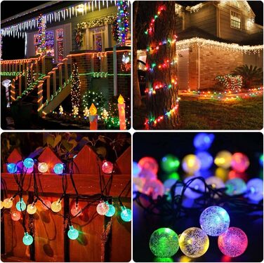 Сонячна гірлянда для вулиці, 60 LED, 13.2м, 8 режимів, IP65, тепле світло. Декорація для балкона, тераси, саду, ялинки.