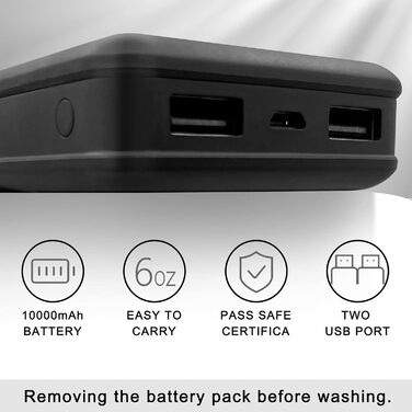 Лоовоко Гріюча жилетка для чоловіків з Powerbank 10000mAh, Легка терможилетка з 3 рівнями температури та 4 зонами нагріву, Пральна, для роботи на відкритому повітрі, мотоцикл, прогулянки та вигул собак (Чорний, XXL)