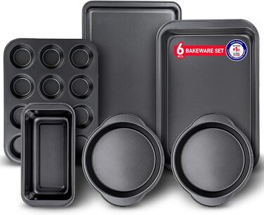 Набір форм для випічки Backset Deluxe (6 шт.) з антипригарним покриттям, з вуглецевої сталі, без PFOA та PTFE