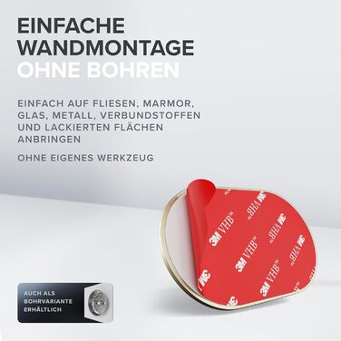 Набір для чищення унітазу Ovimar Finnkona: щітка, кріплення на стіну без свердління, силіконова щітка, вентиляція, нержавіюча сталь з порошковим покриттям, змінний насадок (золотий, клейкий)