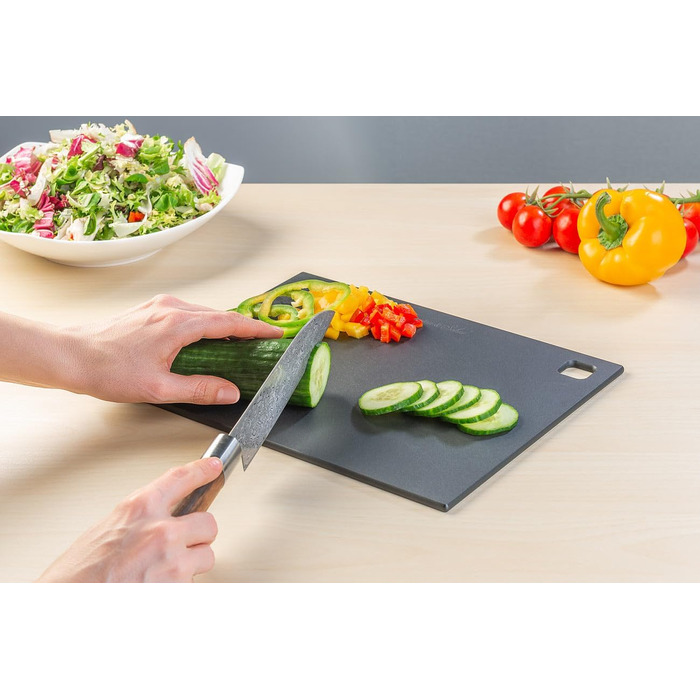 Rosenstein & Söhne Kitchen Cutting Boards: Set of 3 Wood Fiber Cutting Boards with Stand, 30 x 23.5 x 0.6 cm (Wooden Breakfast Boards, Wooden Kitchen Boards)…