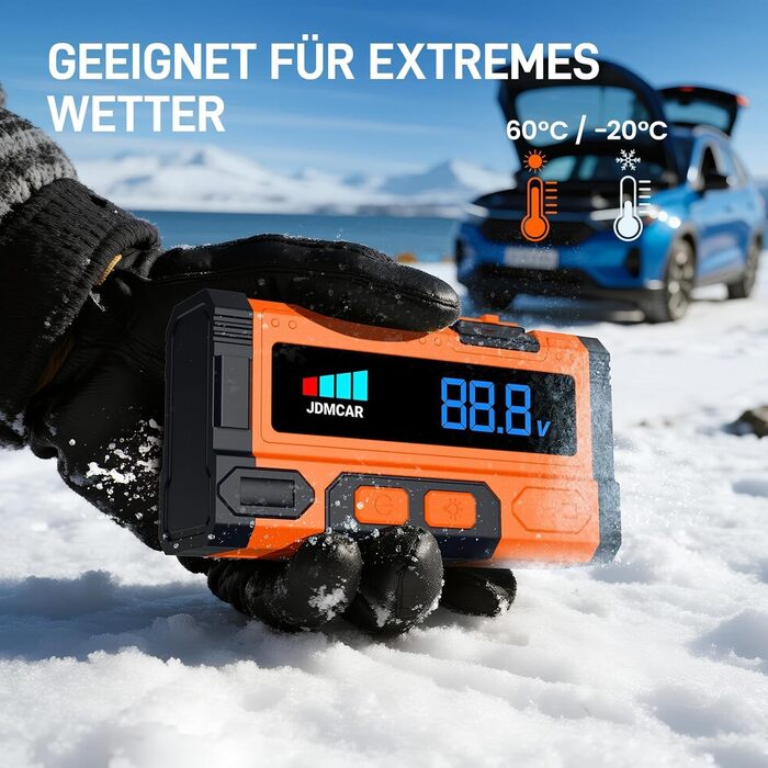 Powerbank для запуску автомобіля JDMCAR JM02: 6000A, 12V, LCD, LED, для бензинових та дизельних авто (до 9L/8.5L)