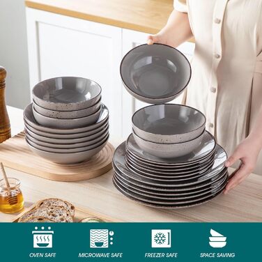 Набір посуду Vancasso NAVIA, 24 елементи, кераміка, сірий, для 4 осіб