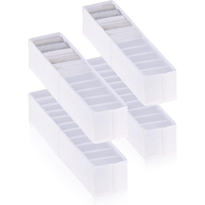 ROW&LINE® – Organizer Set – 11 extra tall compartments for underwear, bras & clothing – organization system for changing tables – durable & washable for any closet & drawer – white – Size: 4x S (White: 4x Xs)