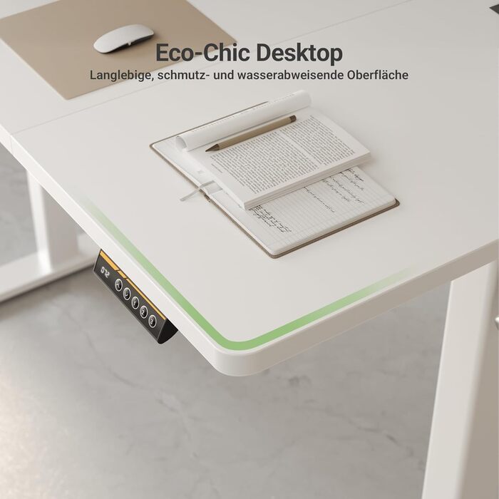 Claiks Electric Height Adjustable Desk 140x70cm - Standing Desk with Cable Management & Memory Function | White Top | Ergonomic Design for Home Office
