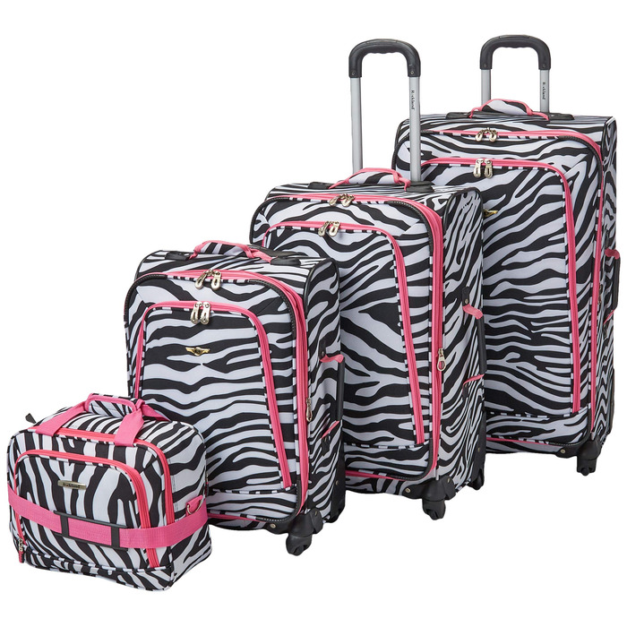 Набір валіз Rockland Softside, 4 шт. (14/20/24/28), Рожевий Зебра