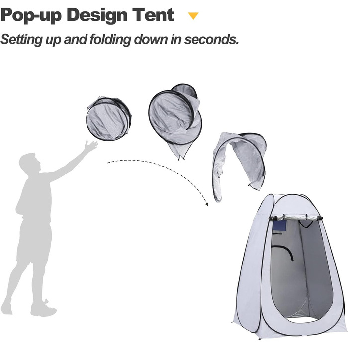 Намет для туалету CLIPOP Pop-Up, портативний, для відпочинку на природі, сірий (120x120x190 см)