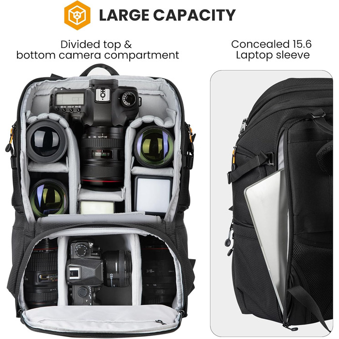 Рюкзак для камери Tarion HX-XL, 2-в-1, чорний, водонепроникний, з відділенням для ноутбука 15.6 дюймів