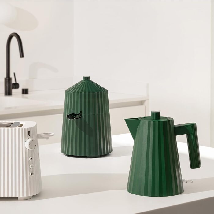 Alessi Plissé Electric Kettle - Green Thermoplastic Design Kettle, 2400W, 1.0L, European Plug